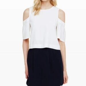 NWOT CLUB MONACO White Crepe could shoulder crop top